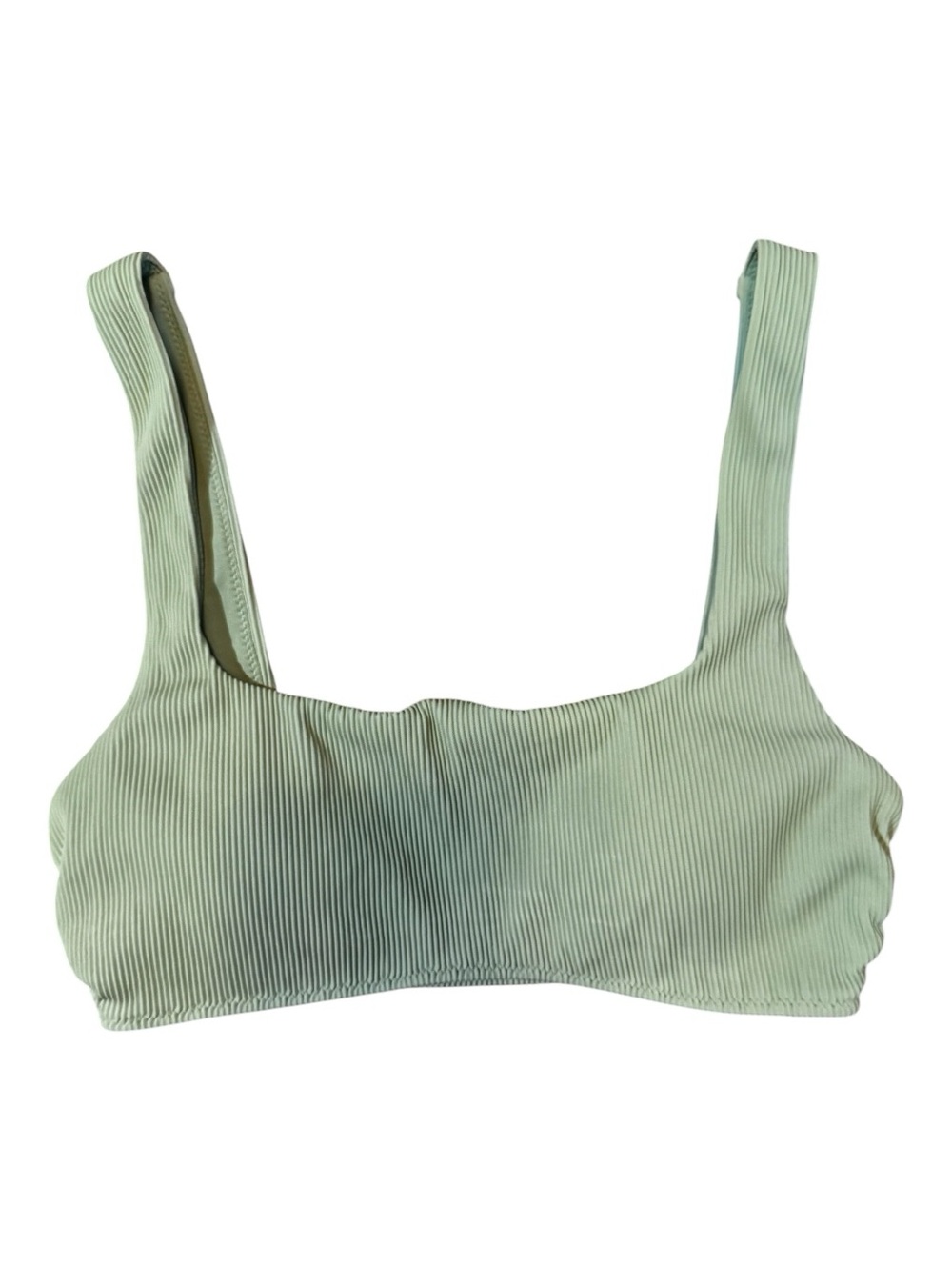 aerie Coastal Ribbed Scoop Bralette Bikini - Sage Green Small